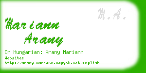 mariann arany business card